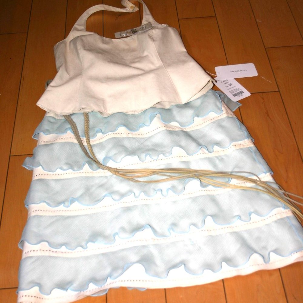 CARLISLE Size 8 Skirt, Halter Top Lined: Woven Suede Belt with Tags Never Worn